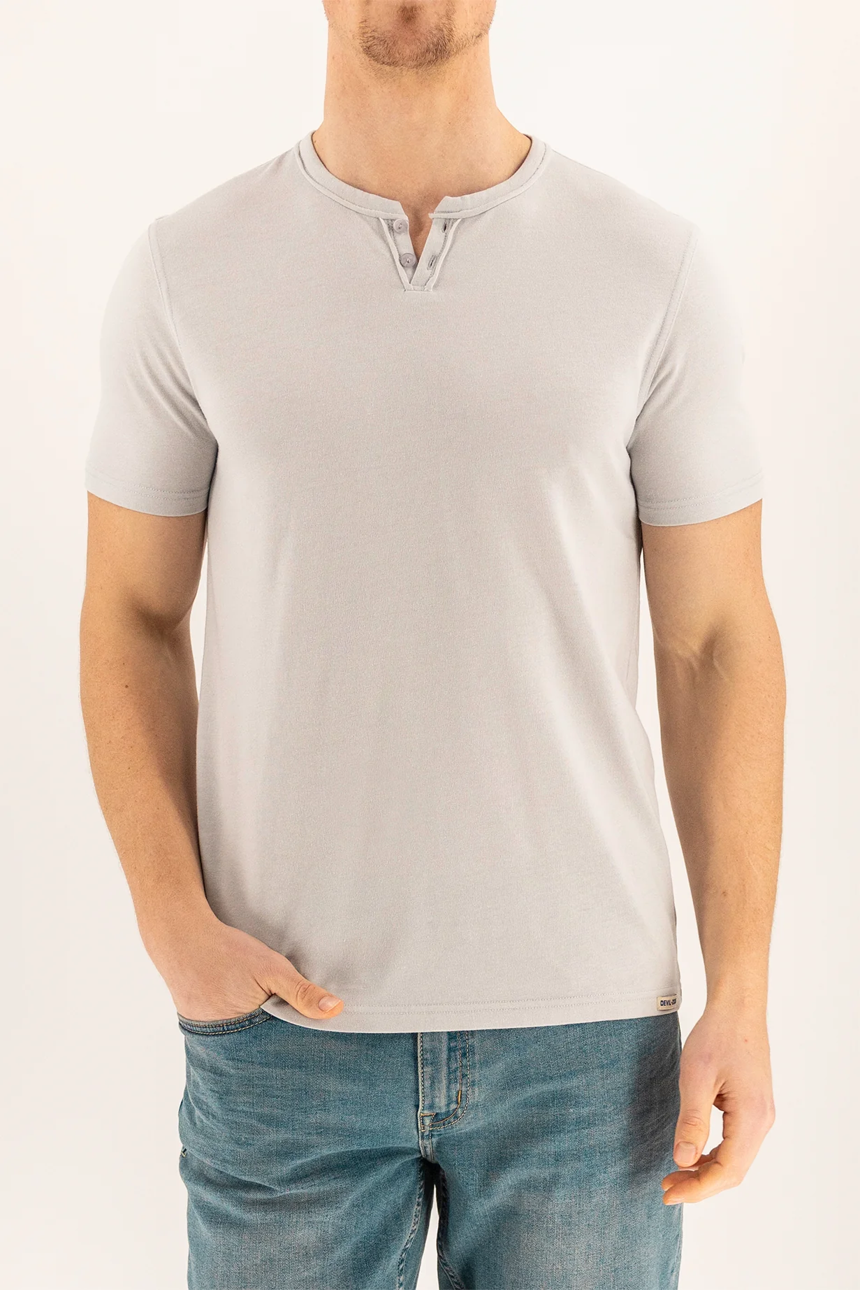 Short Sleeve Vintage Henley - Quiet Gray