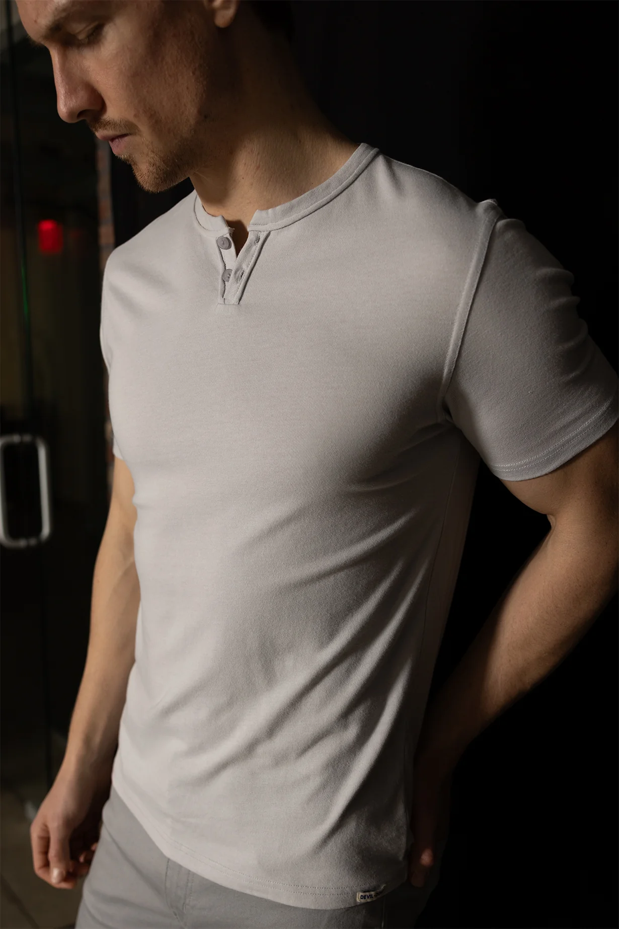 Short Sleeve Vintage Henley - Quiet Gray