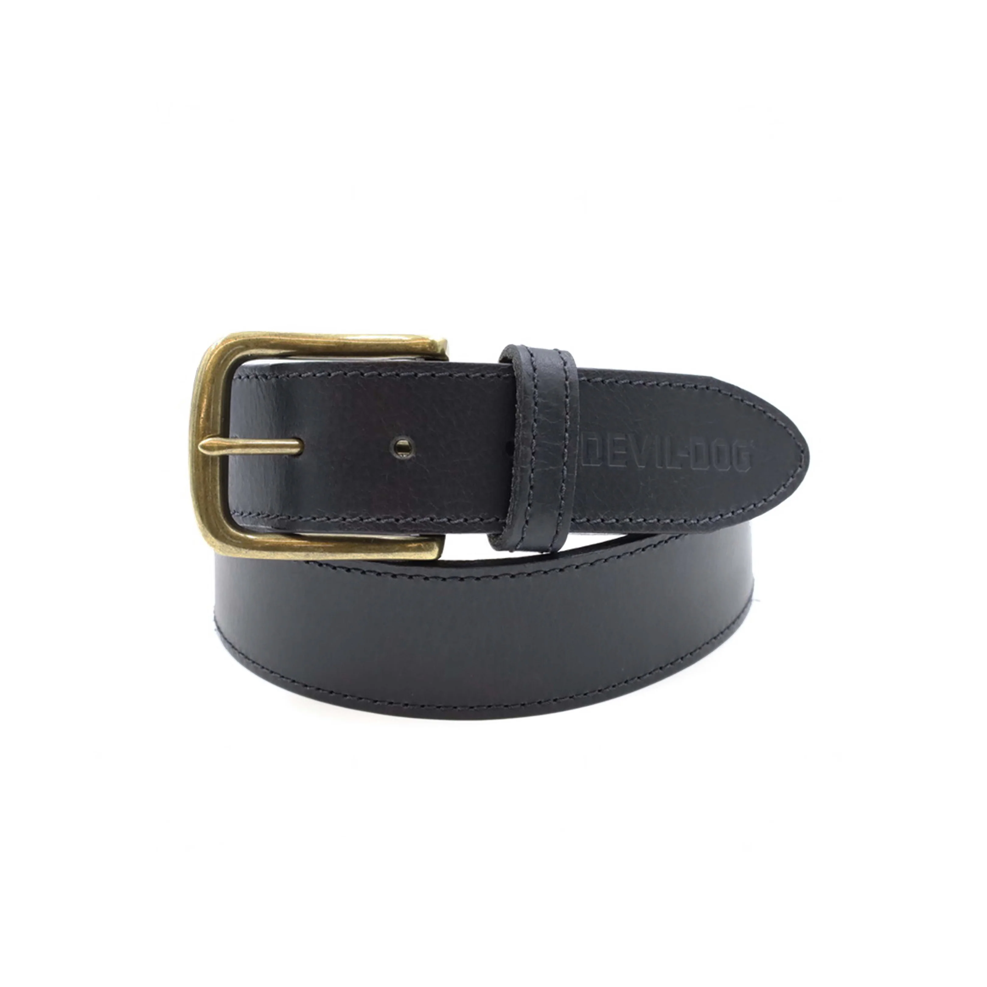 DEVIL-DOG® Leather Belt - Black with Brass Buckle