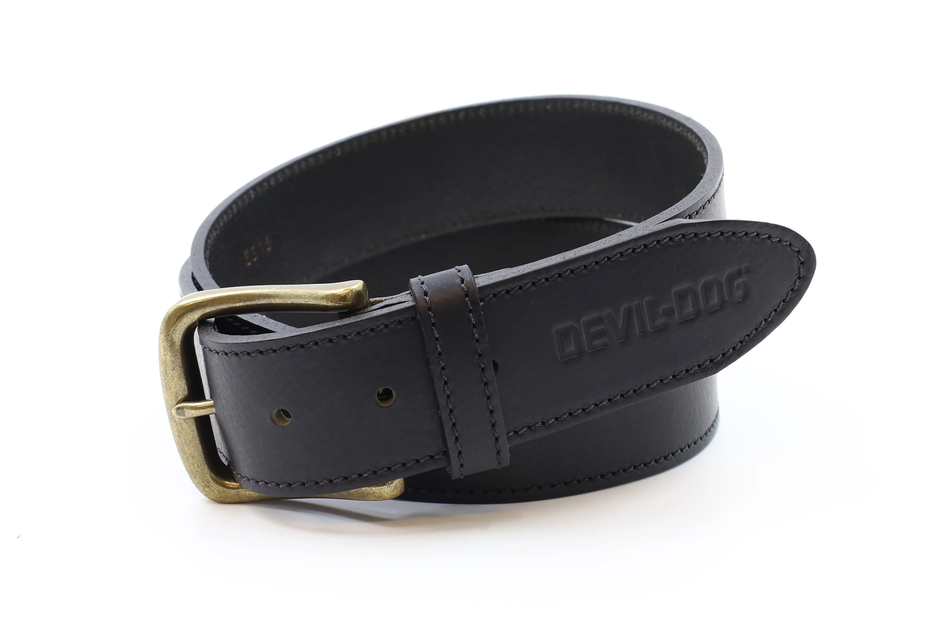 DEVIL-DOG® Leather Belt - Black with Brass Buckle
