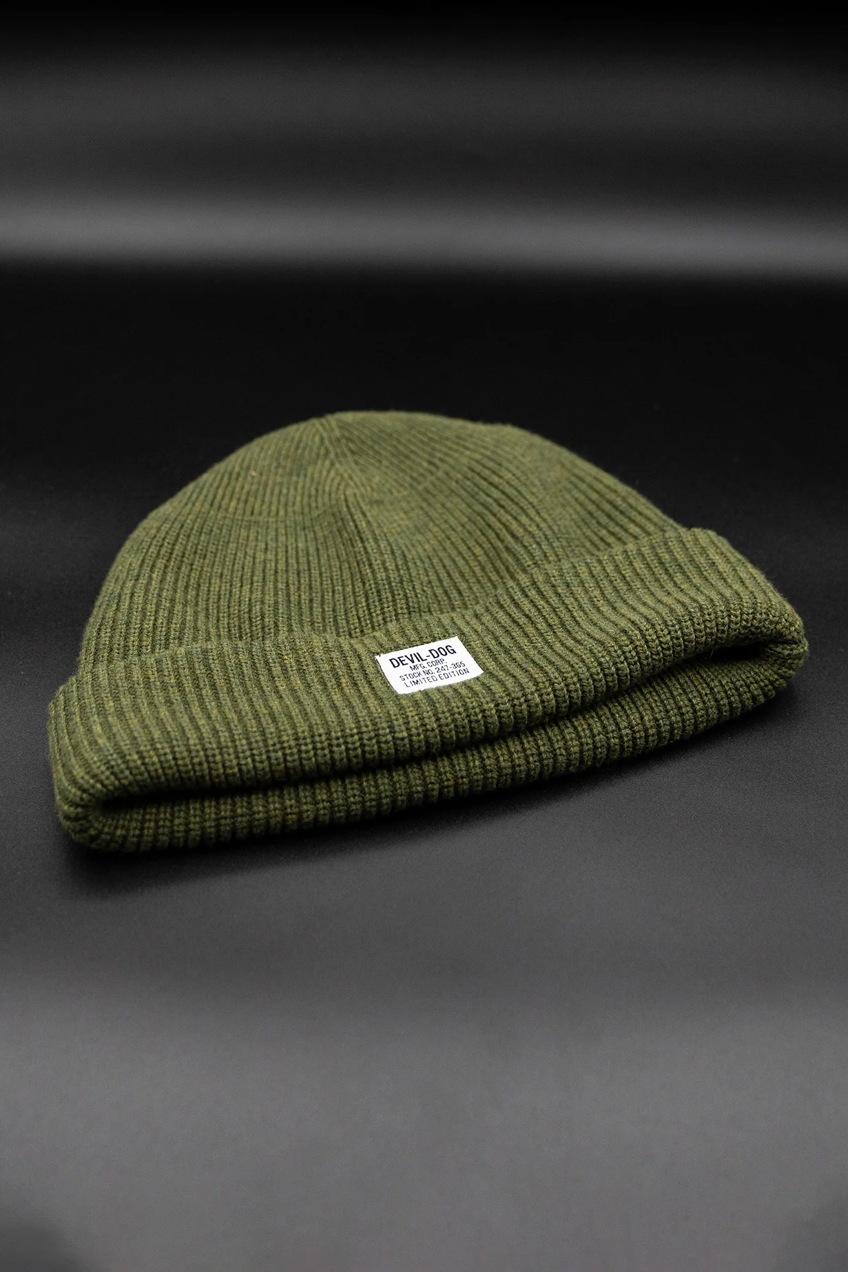 Knit Beanie - Olive Heather