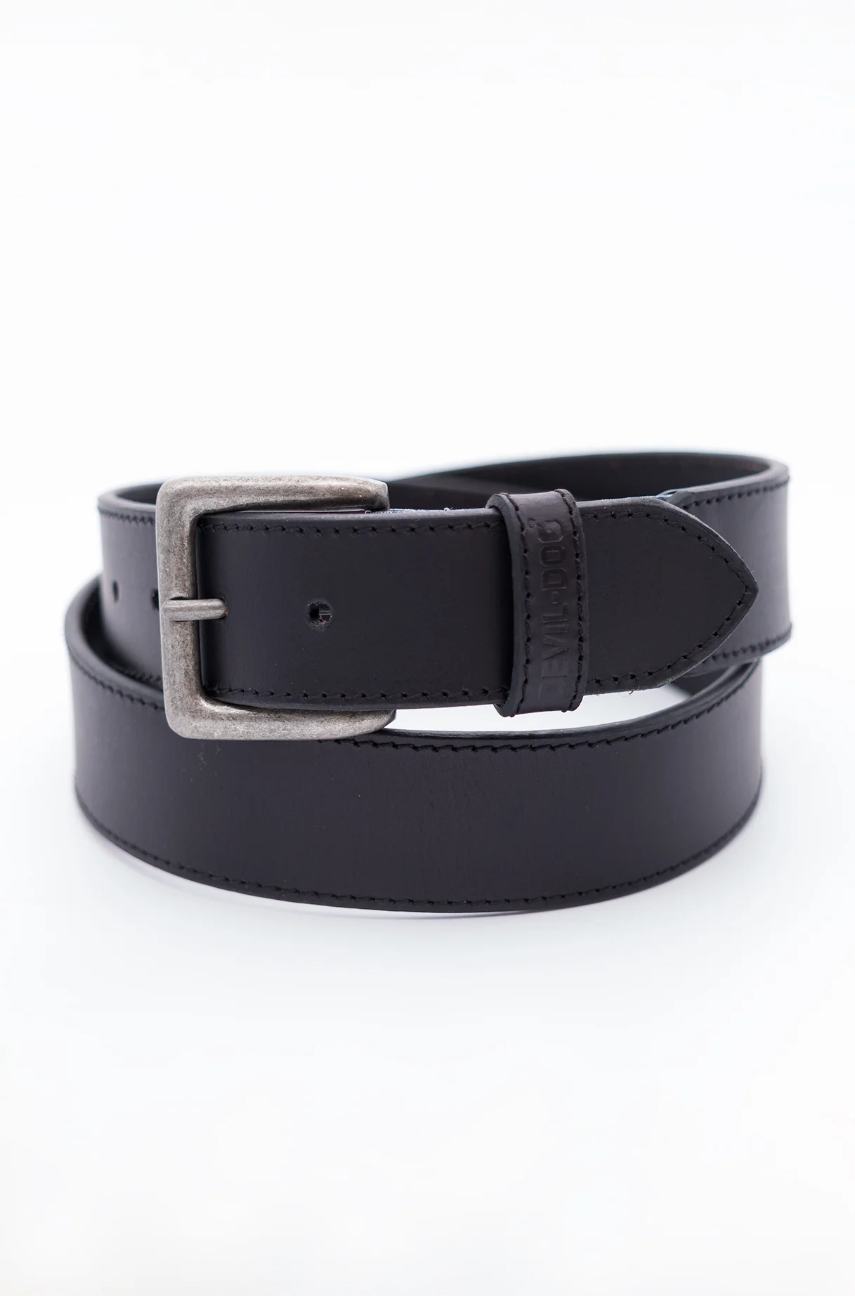 Leather Belt with Stretch insert-Black/Antique Nickel buckle