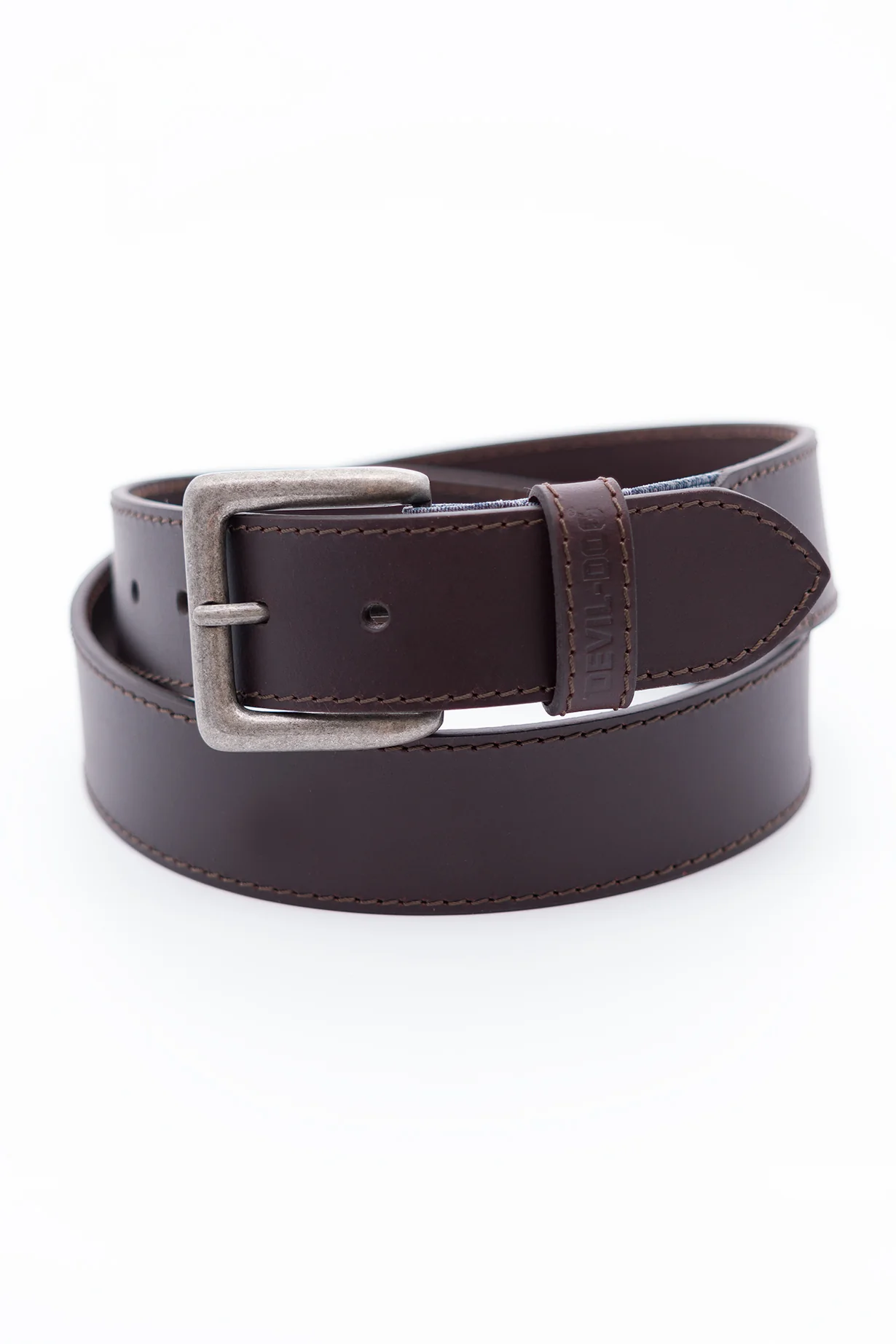 Leather Belt with Stretch insert-Brown/Antique Nickel buckle