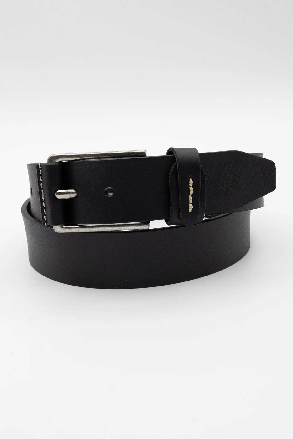 Leather Belt-Black/Nickel buckle