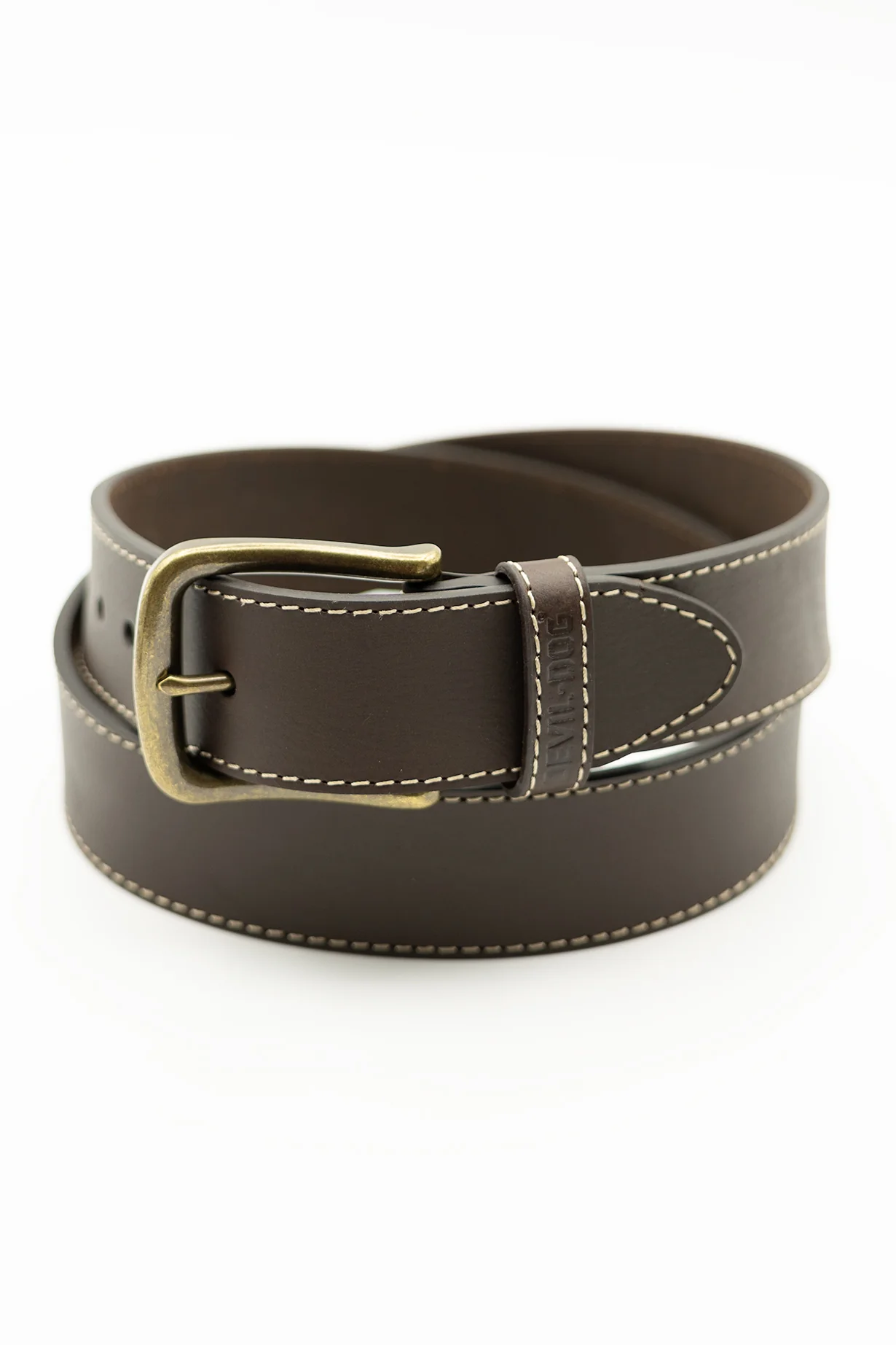 Leather Belt-Brown/Brass buckle