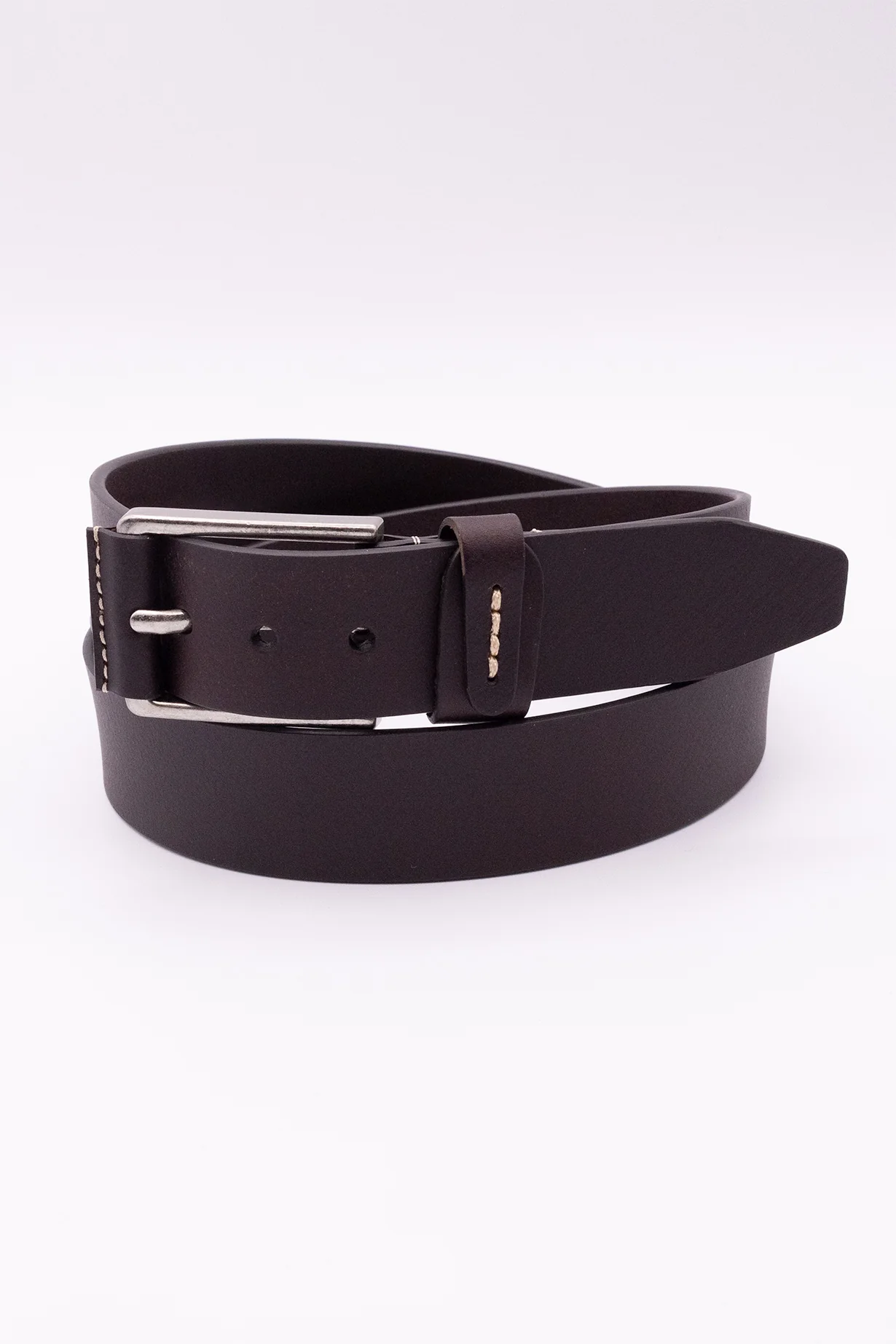 Leather Belt-Brown/Nickel buckle