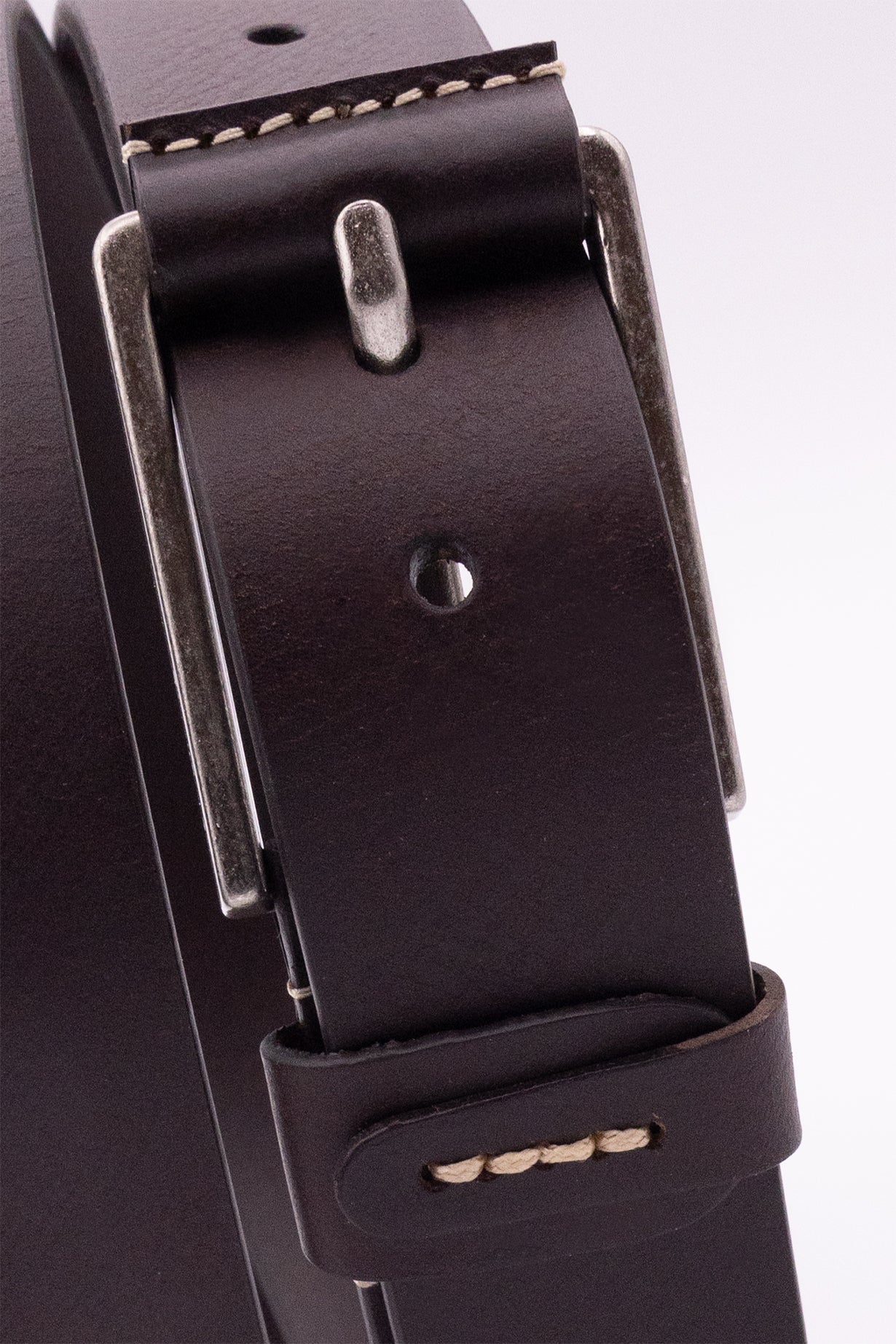 Leather Belt-Brown/Nickel buckle