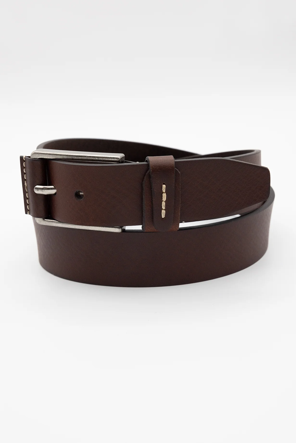 Leather Belt-Cognac/Nickel buckle
