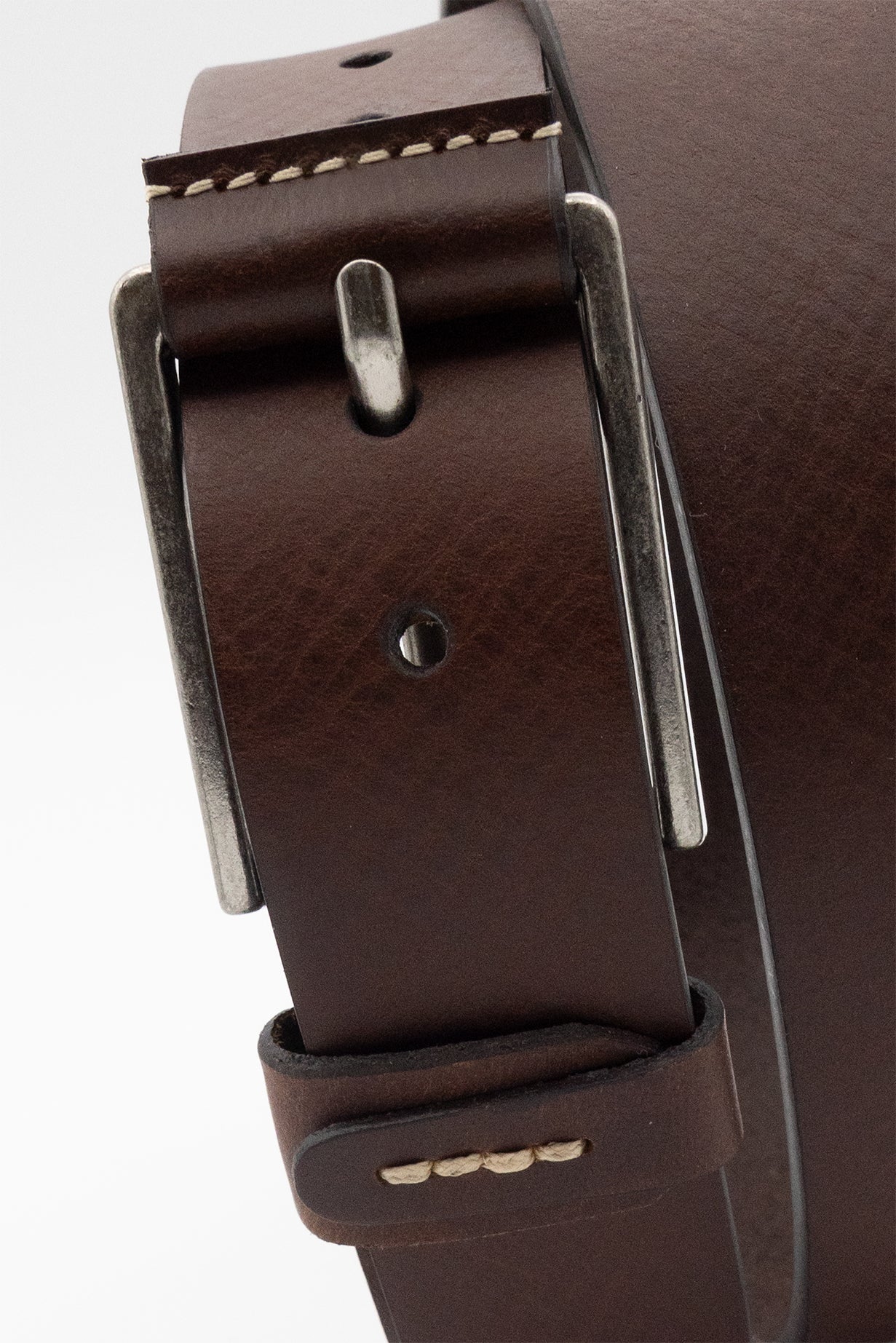 Leather Belt-Cognac/Nickel buckle