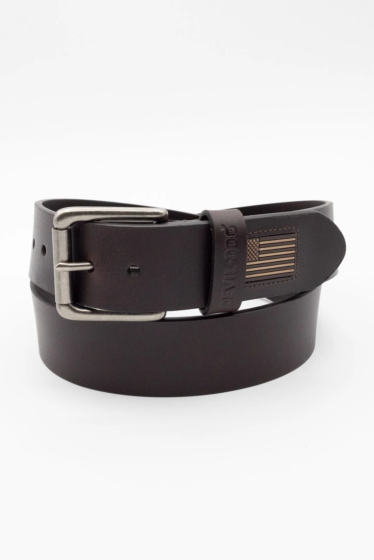 Leather Flag Belt-Brown/Antique Nickel buckle