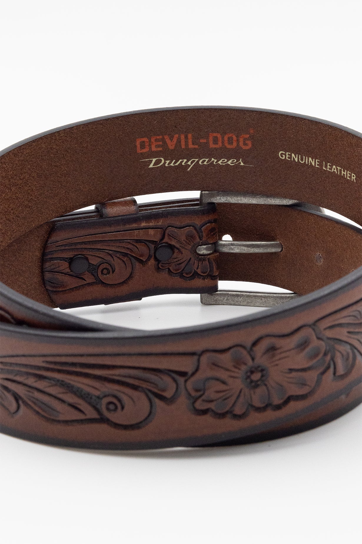 1598-Tooled-Leather-Belt-Brown-Antique-Nickel-buckle-3.jpg Tooled Leather Belt-Brown/Antique Nickel buckle