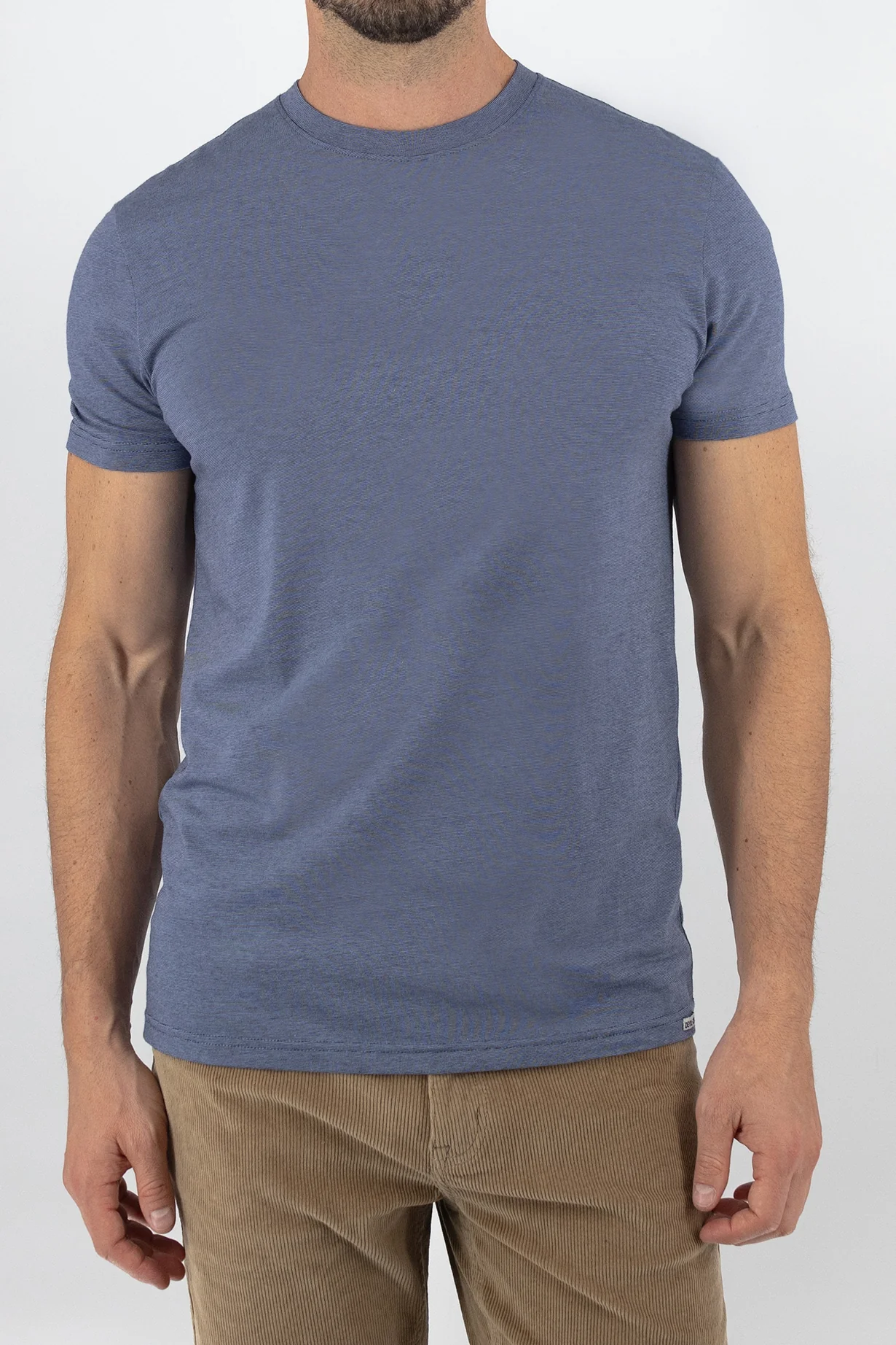 Feeder Stripe Tee - Melange Navy blue