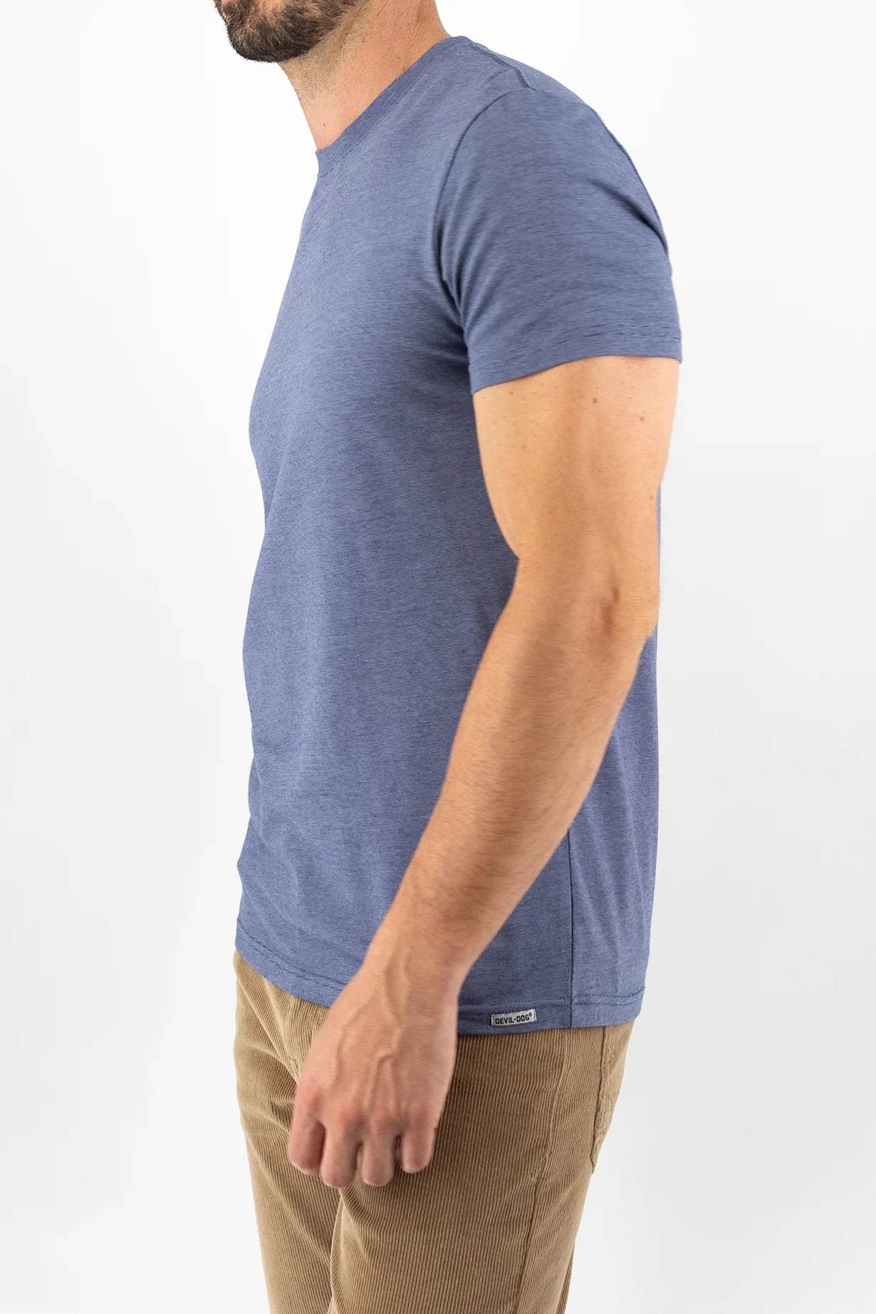 Feeder Stripe Tee - Melange Navy blue