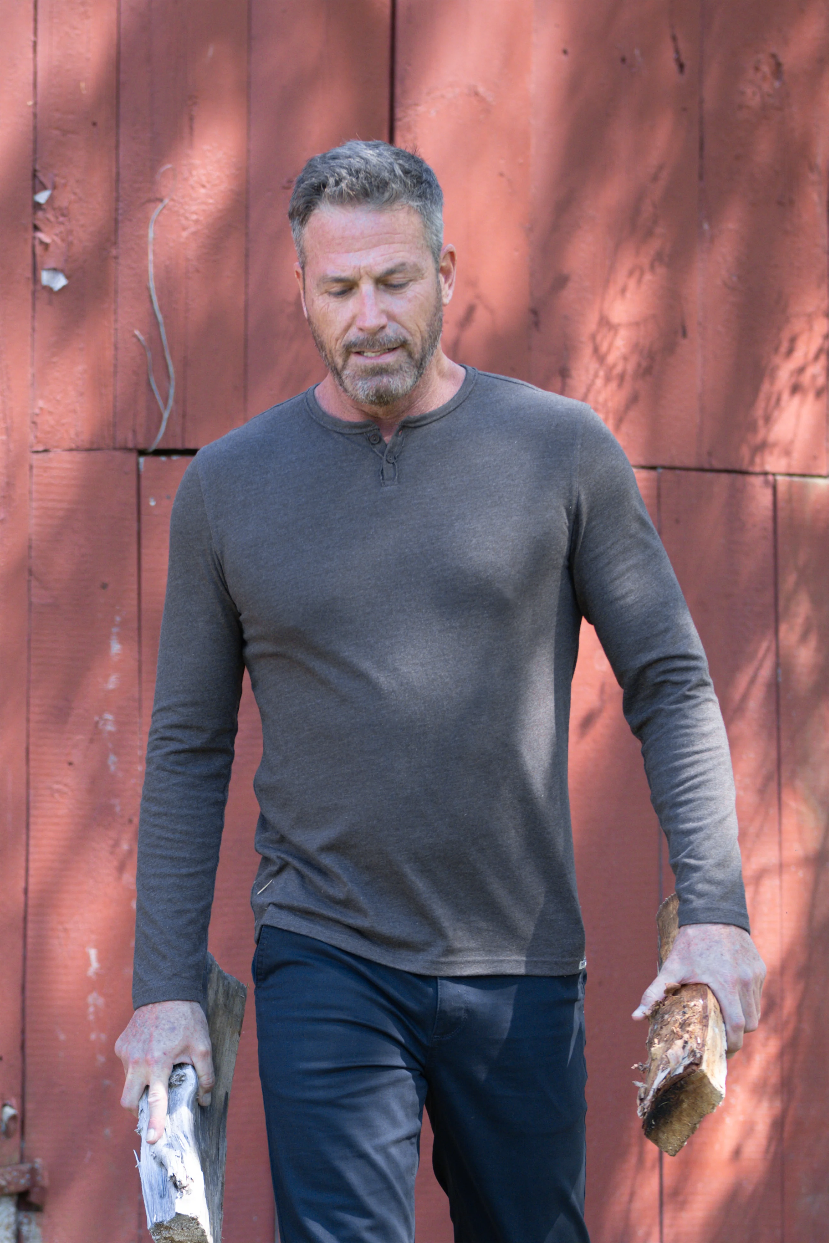 Long Sleeve Vintage Henley - Dark Roast