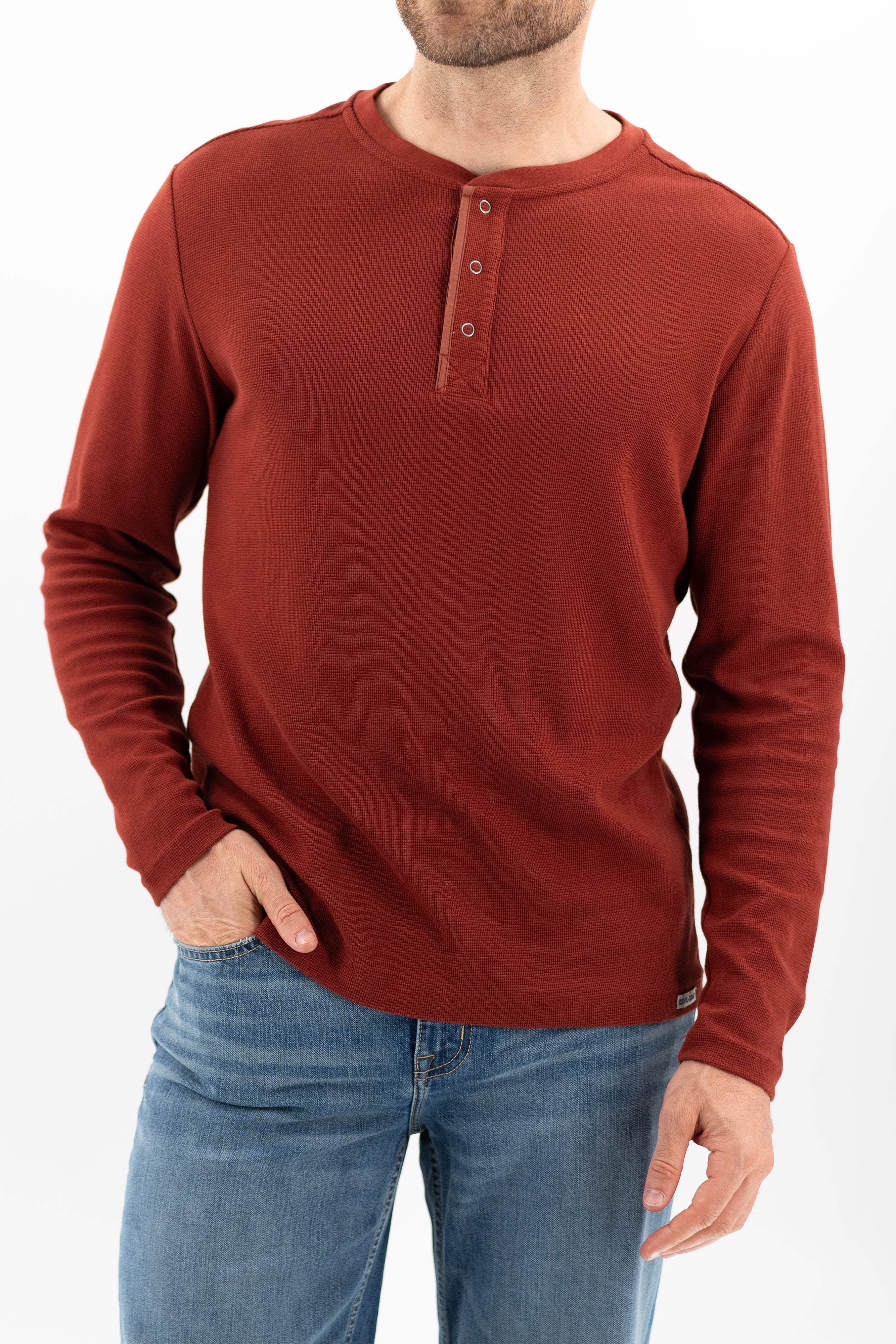 Waffle Henley - Fired Brick