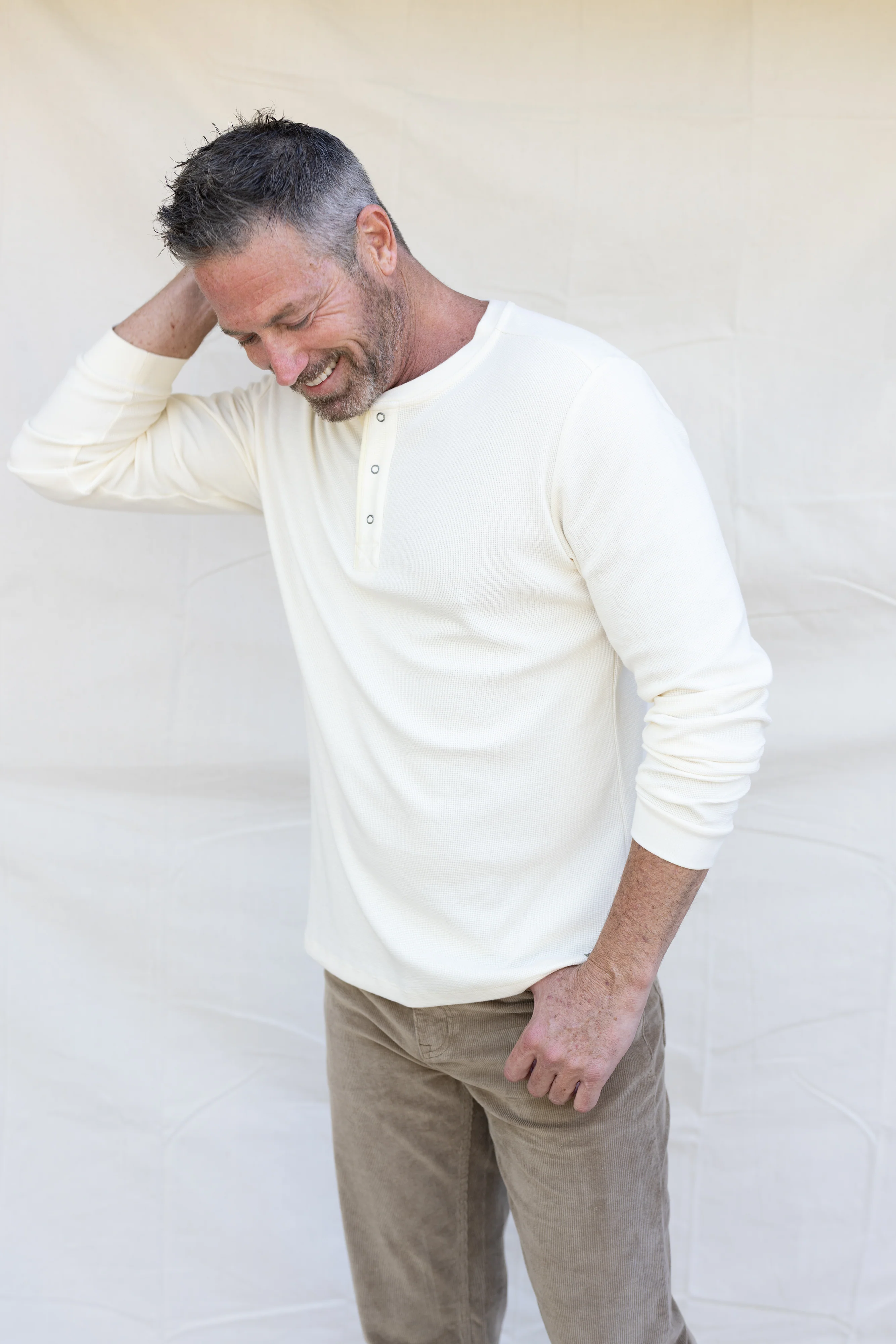 Waffle Henley - Oat