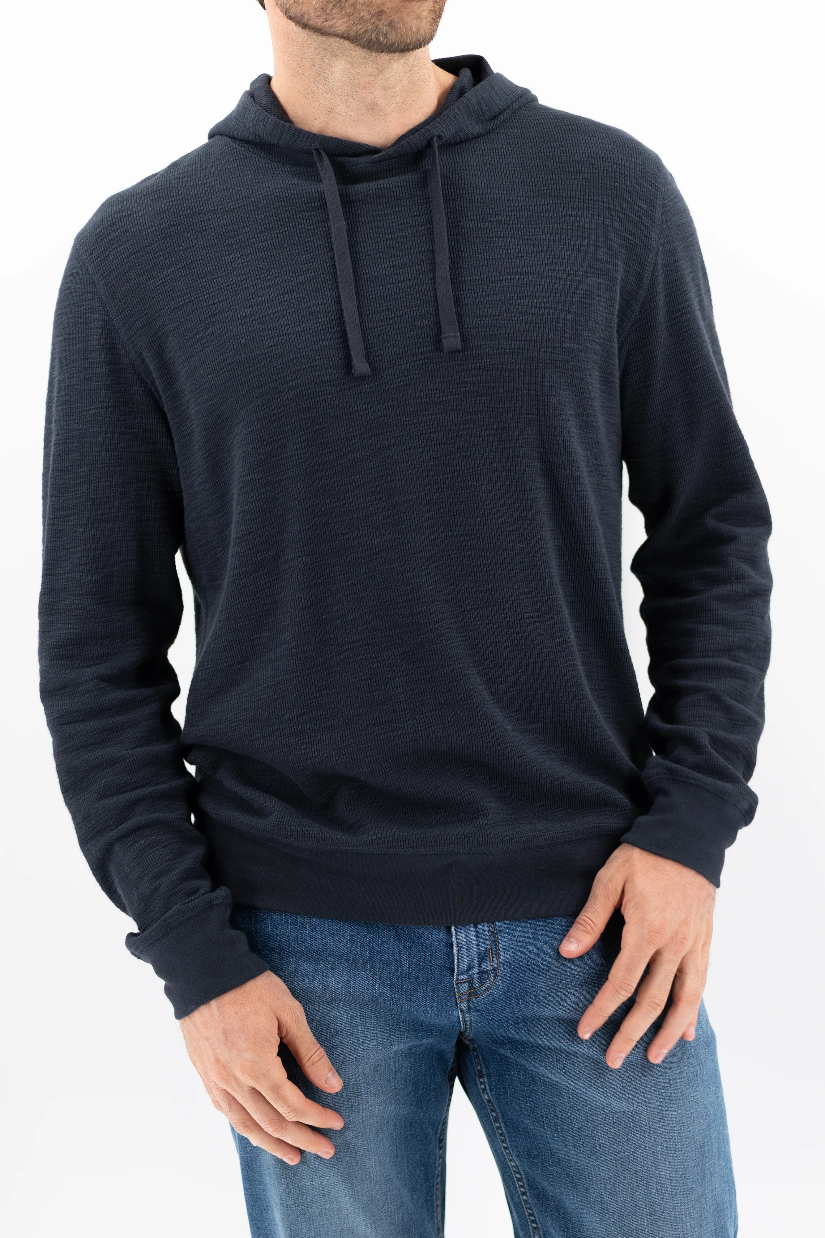 Slub Rib Hoodie - Dark Navy